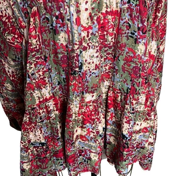 Bucket List Woman's Top Size S Boho Peasant Flowy Oversized V-neck Tiered - Picture 3 of 16